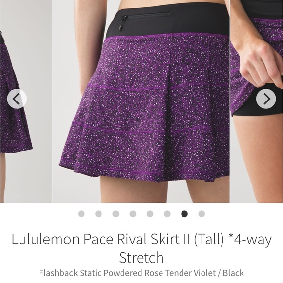 Lululemon Pace Rival Skirt 8 flashback static purple tennis golf